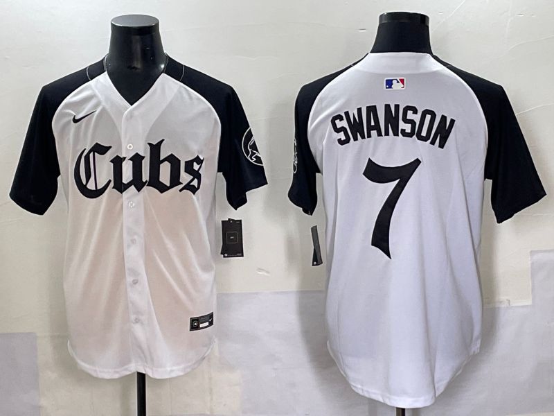 Men 2025 Chicago Cubs #7 Swanson white black Five generations Joint Name Nike MLB Jersey style 1->chicago cubs->MLB Jersey